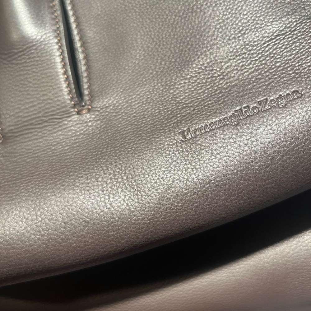 Ermenegildo Zegna Dark Brown Grained Leather Holdall - Picture 8 of 13